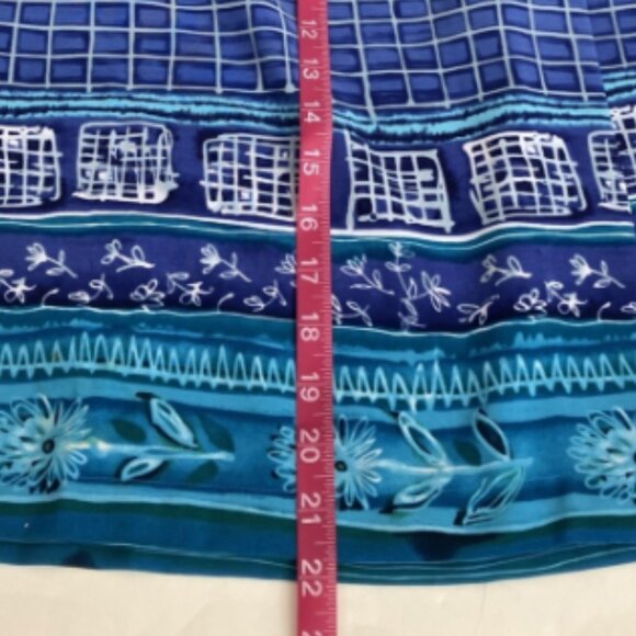 Coldwater Creek Wrap Skirt Womens 14 Blue Teal Striped Knee Length Waist 32 - Picture 7 of 12